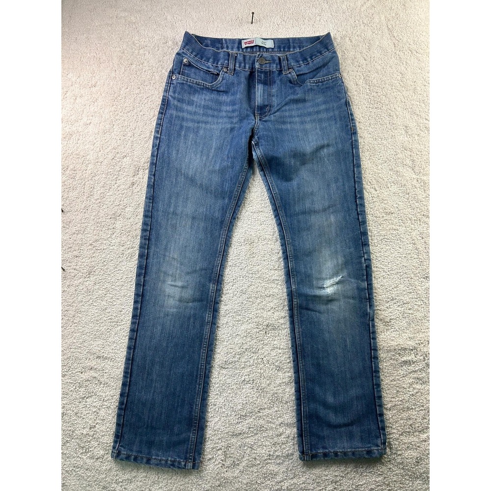 Levis 511 Jeans Mens 28x28 Blue Slim Fit Stretch Denim Distressed Knees 16 REG